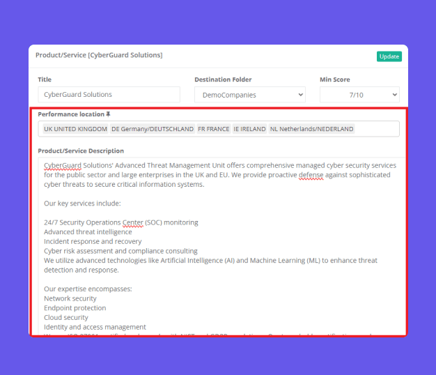 AI Search: just describe your products and services in plain language.