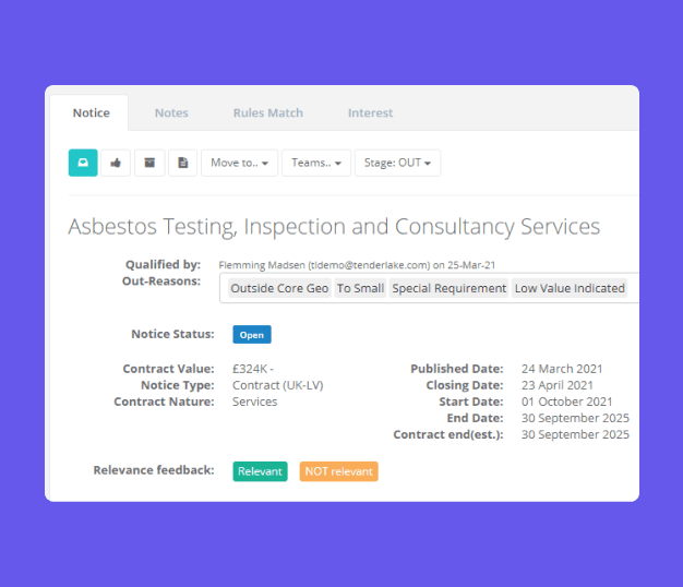 Qualify notices in or out and generate reports
